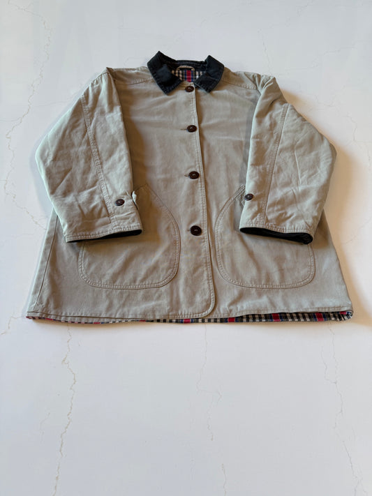 Vintage L Tan Barn Coat  Navy Canvas Work Jacket from the 90s
