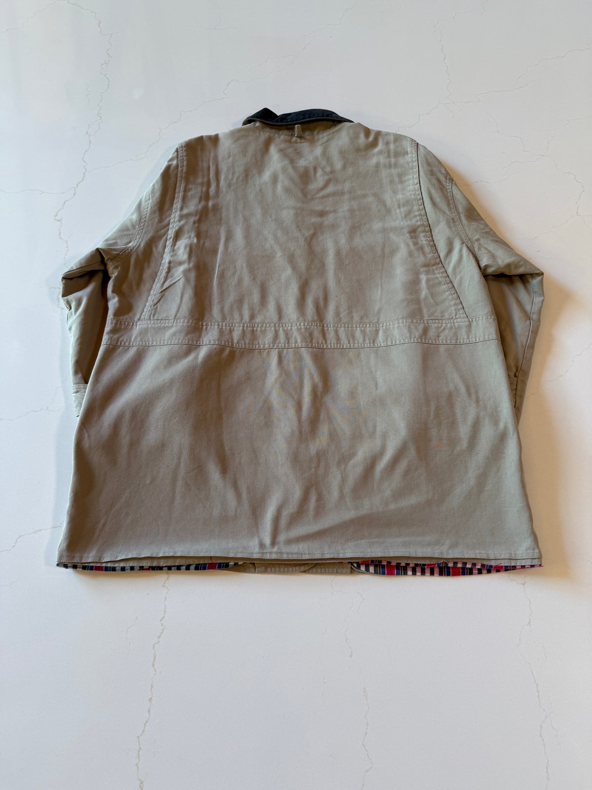 Vintage L Tan Barn Coat  Navy Canvas Work Jacket from the 90s