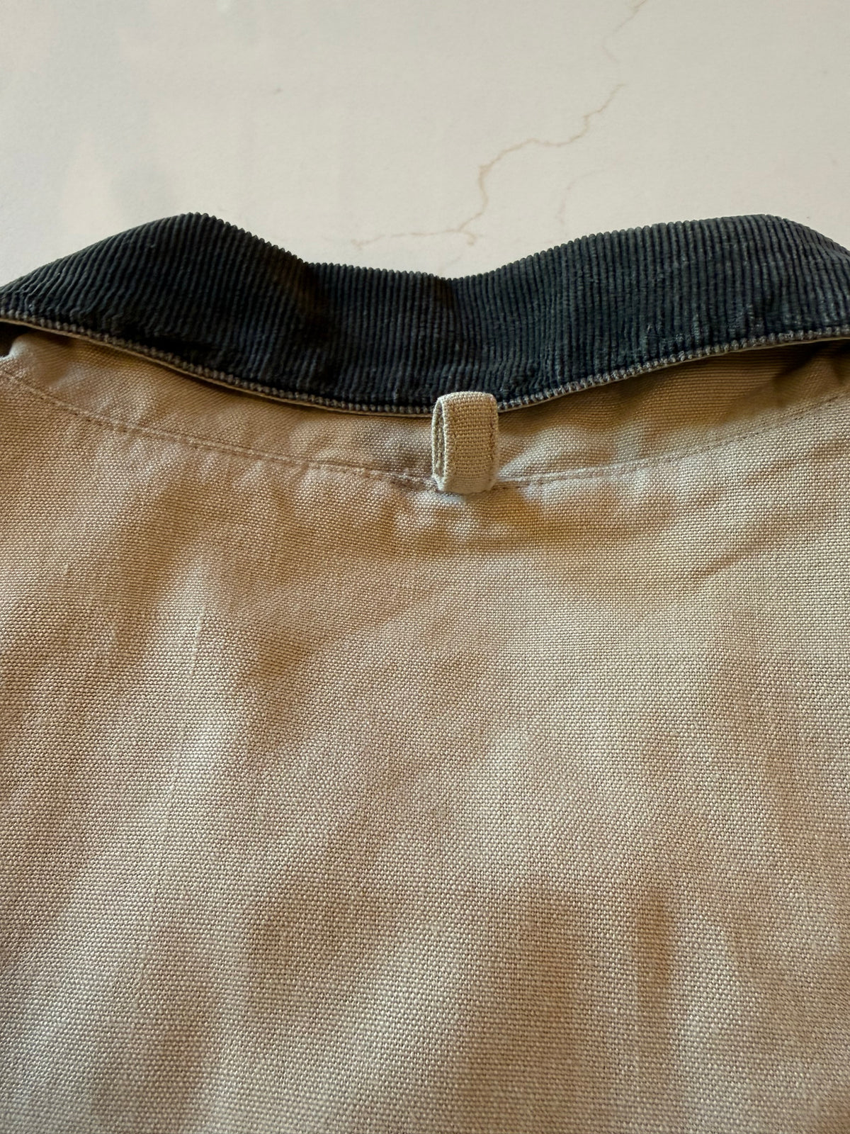 Vintage L Tan Barn Coat  Navy Canvas Work Jacket from the 90s